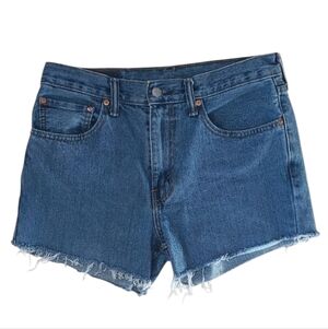SZ32 Levi's 516 100% Cotton Blue Frayed Jean Shorts